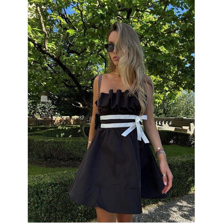 The Label Black Sleeveless Bow Mini-Dress