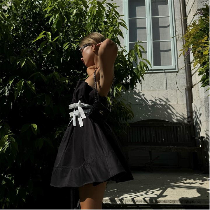 The Label Black Sleeveless Bow Mini-Dress