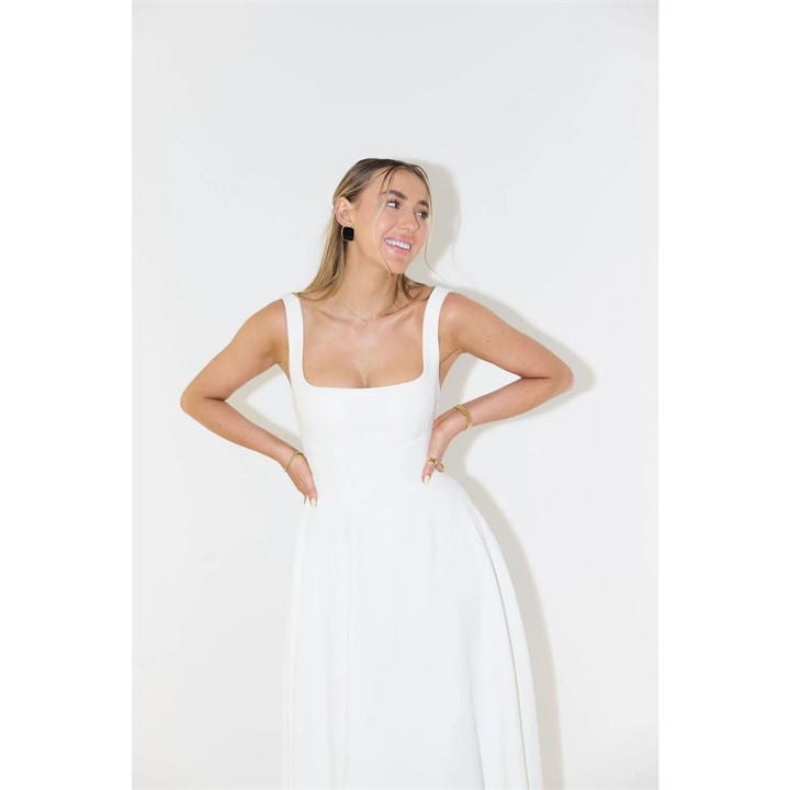 The Ultimate Muse High Waist Square Neck Midi Dress