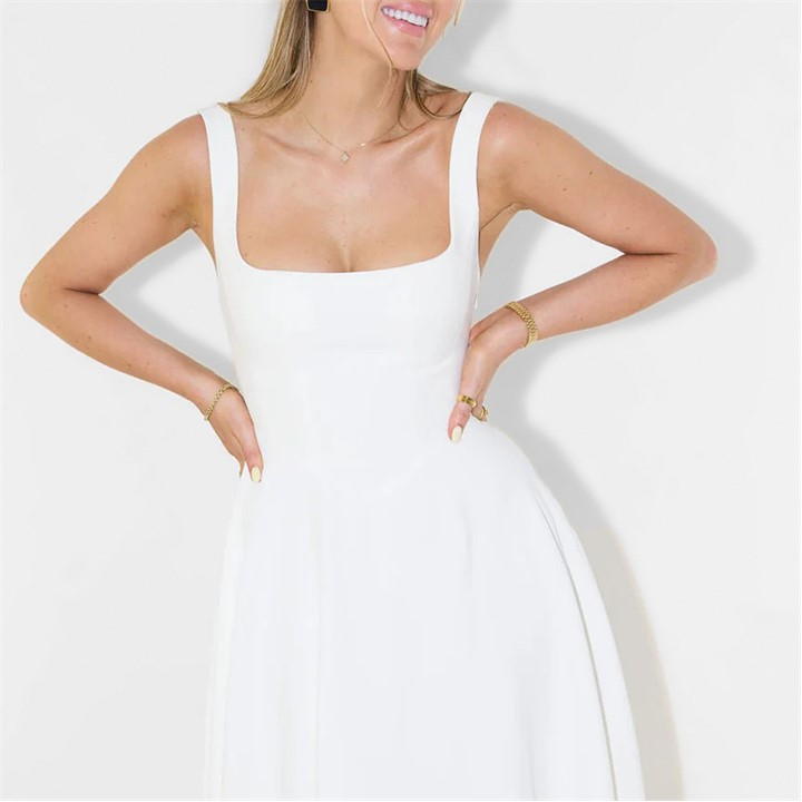The Ultimate Muse High Waist Square Neck Midi Dress