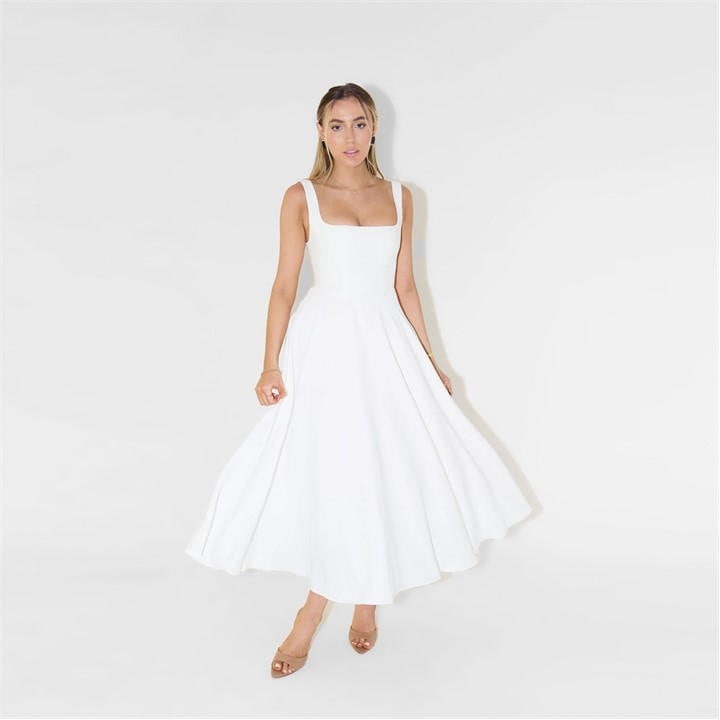 The Ultimate Muse High Waist Square Neck Midi Dress
