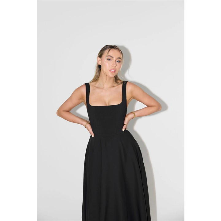 The Ultimate Muse High Waist Square Neck Midi Dress