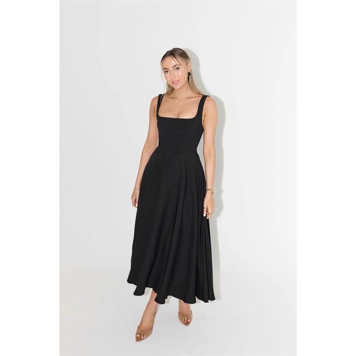 The Ultimate Muse High Waist Square Neck Midi Dress