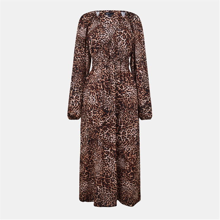Long Sleeved leopard print Cory Midi Dress