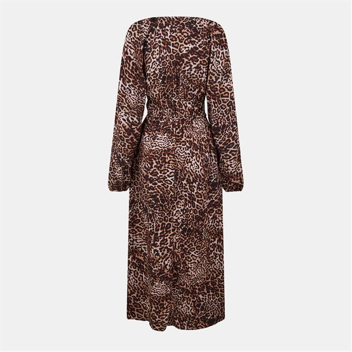 Long Sleeved leopard print Cory Midi Dress