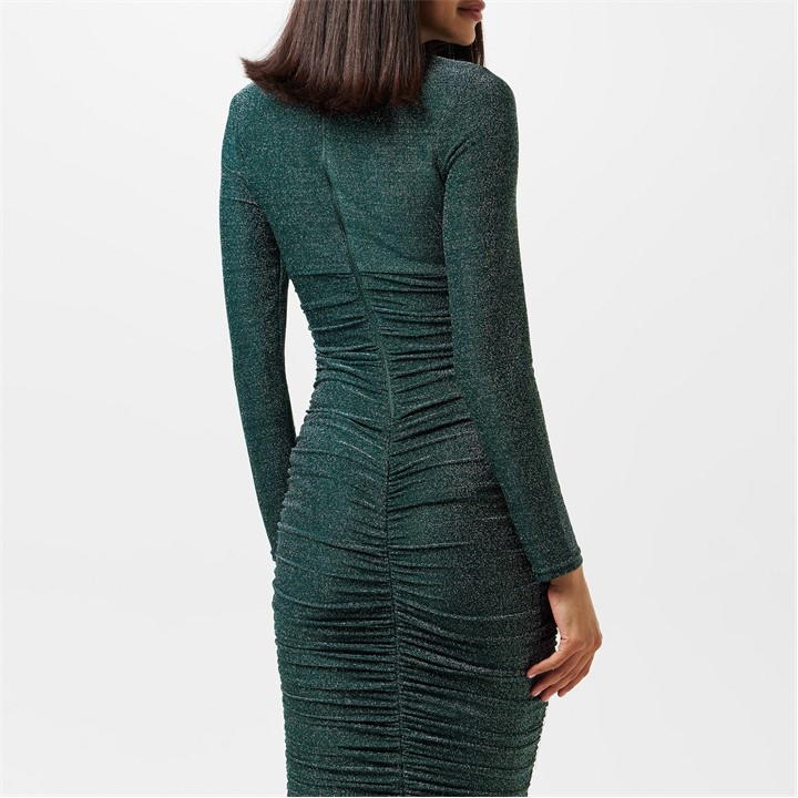 Glitter Long Sleeve Ruched Bodycon Dress
