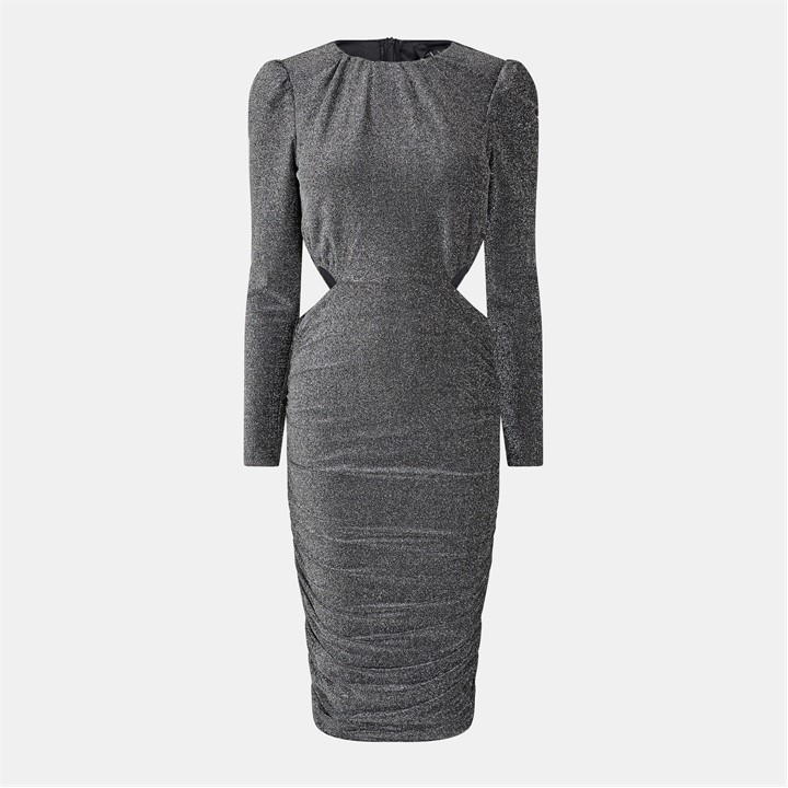 Sparkle Cut Out Waist Midi Dress