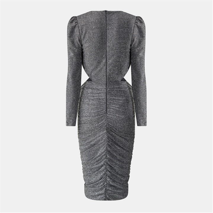 Sparkle Cut Out Waist Midi Dress