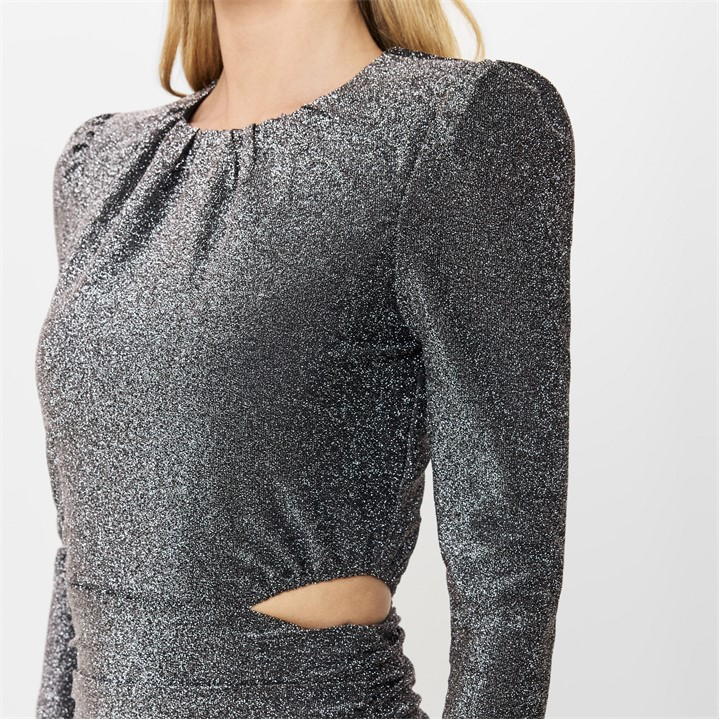 Sparkle Cut Out Waist Midi Dress
