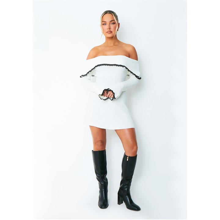Trim Fold Over Mini Dress