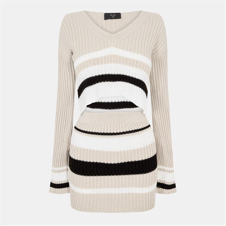 Stone Striped Knitted Co-ord