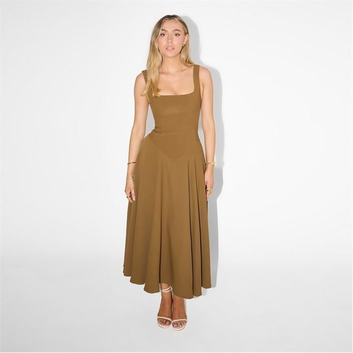 The Ultimate Muse Low Waist Square Neck Midi Dress