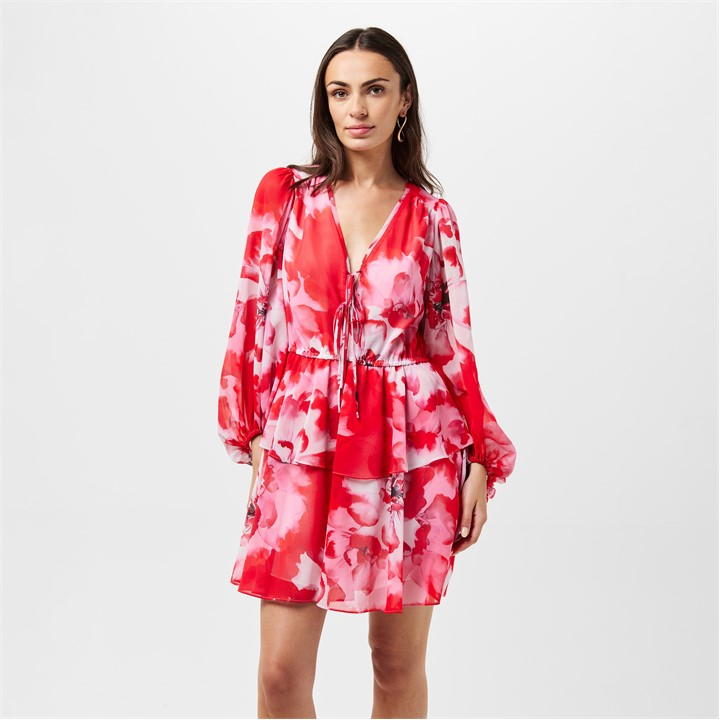 Tie-Fastened Mini Dress