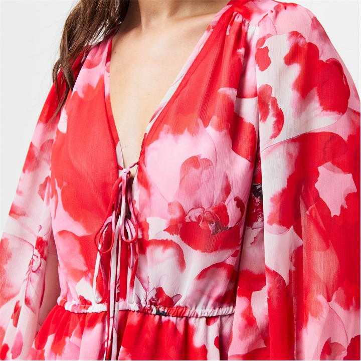 Tie-Fastened Mini Dress
