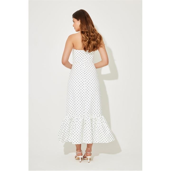 Ultimate Muse Strapless Peplum Hem Midi Dress