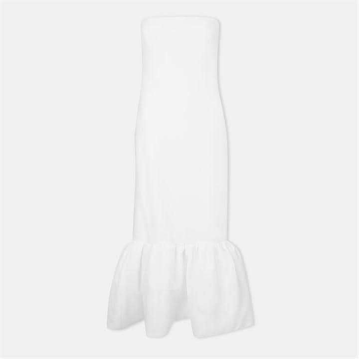 Ultimate Muse Strapless Peplum Hem Midi Dress