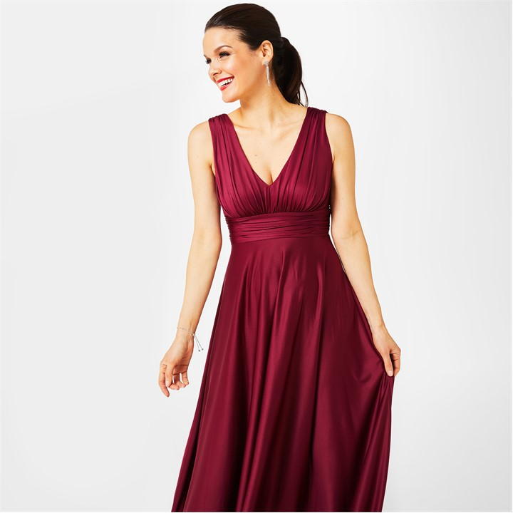 Bridesmaid Deep V Maxi Dress