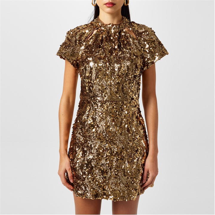 Sequin Mesh Mini Dress