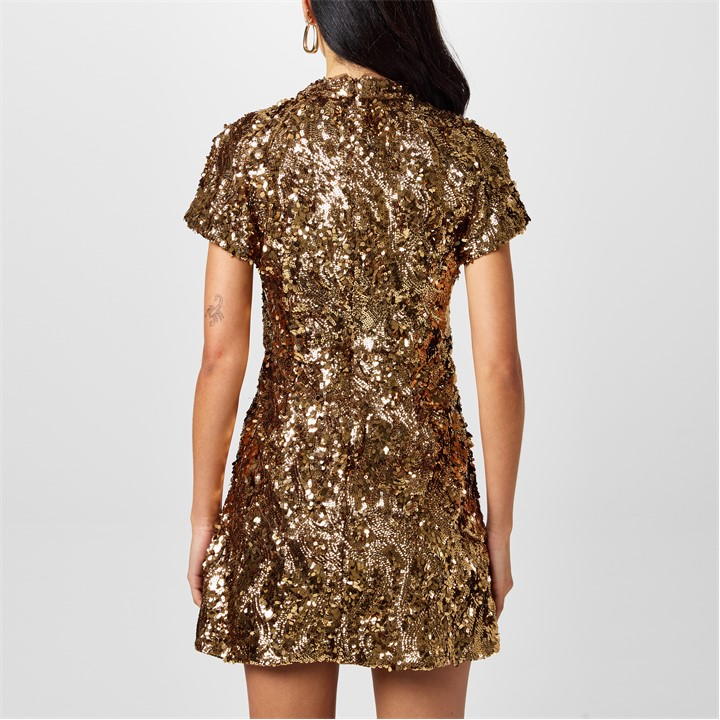 Sequin Mesh Mini Dress