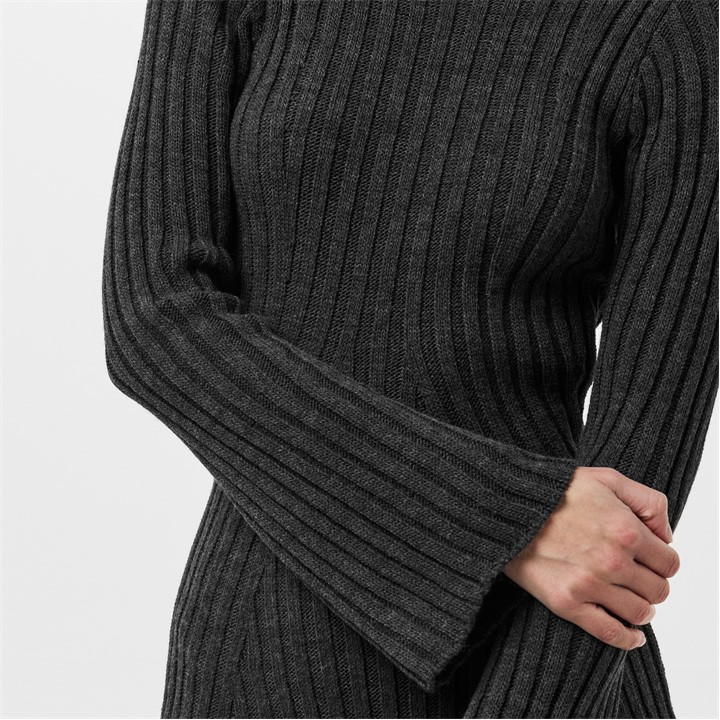 Rib Knit Flare Mini Dress Womens