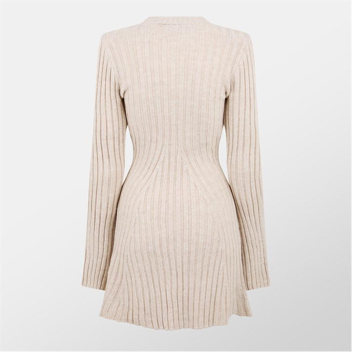Rib Knit Flare Mini Dress Womens