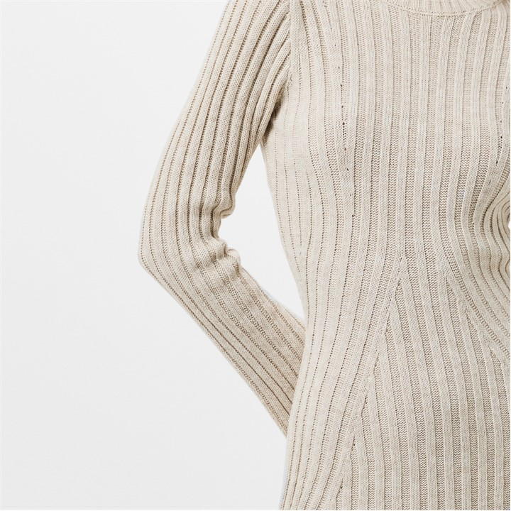 Rib Knit Flare Mini Dress Womens
