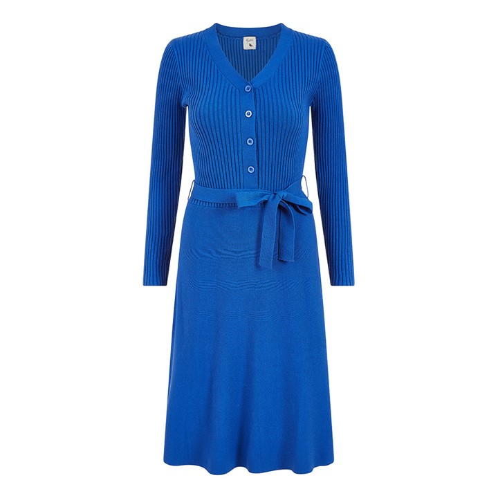 Yumi Blue Knitted Skater Dress