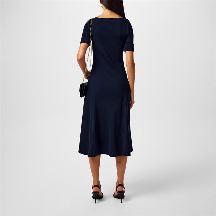 Women's Boat-neck Jersey Midi Dress