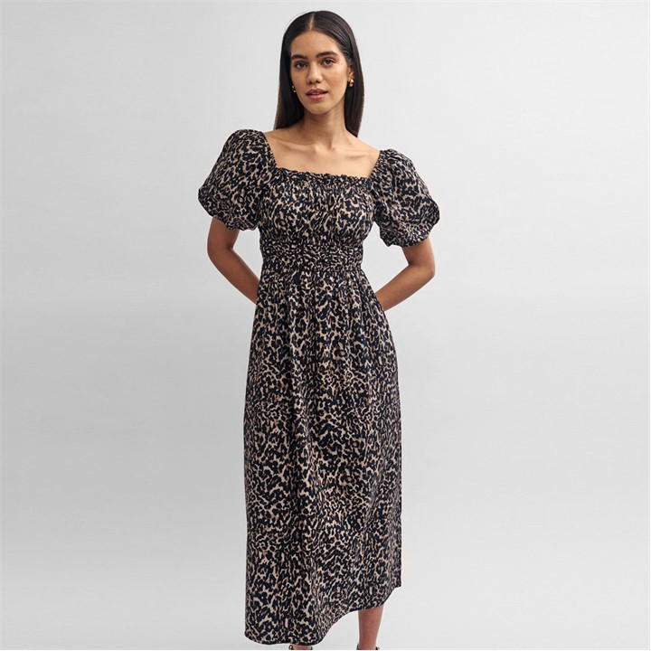 Leopard Print Kurti Midi Dress