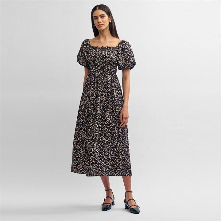 Leopard Print Kurti Midi Dress